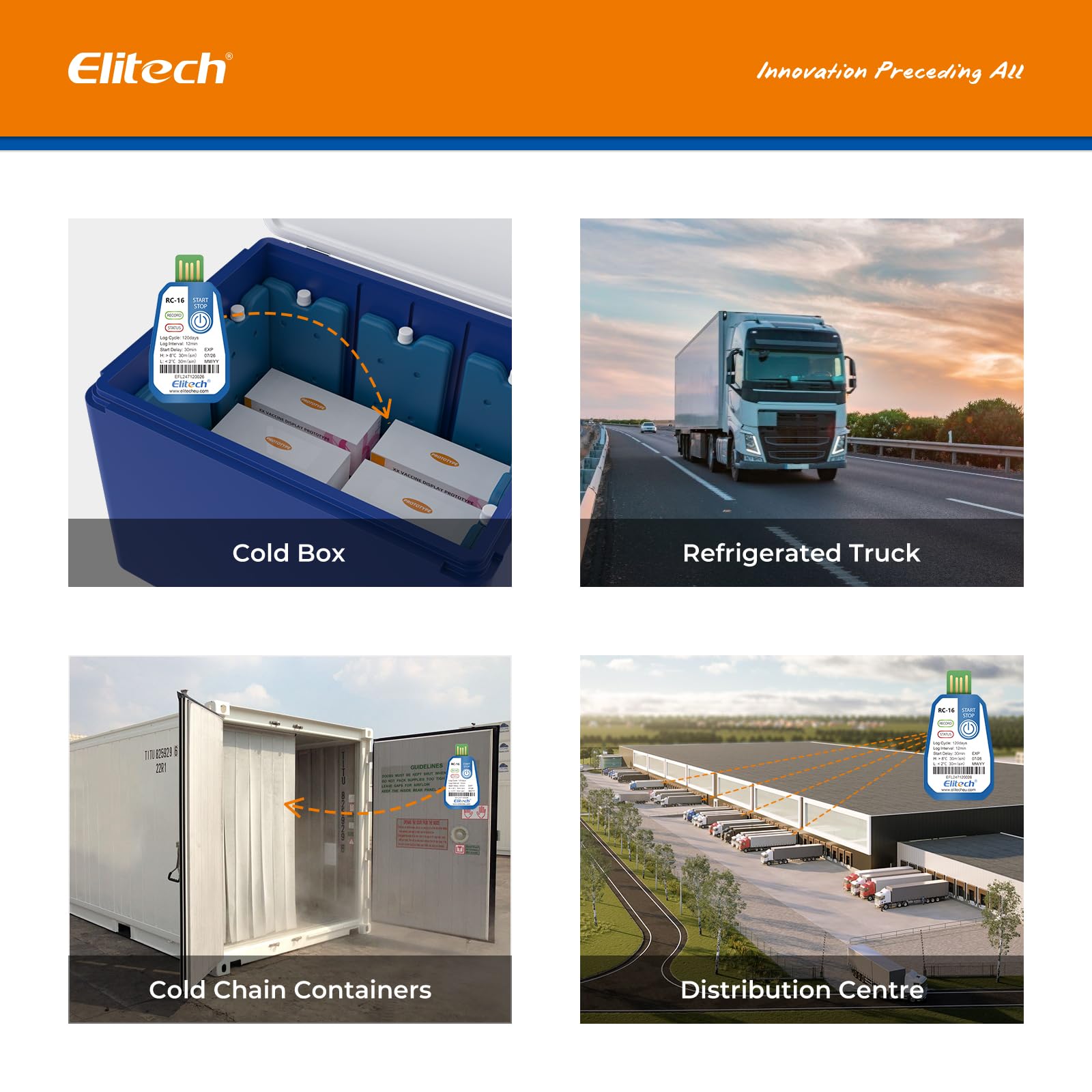 Elitech Registrador de Temperatura Desechable RC-16 10PACK