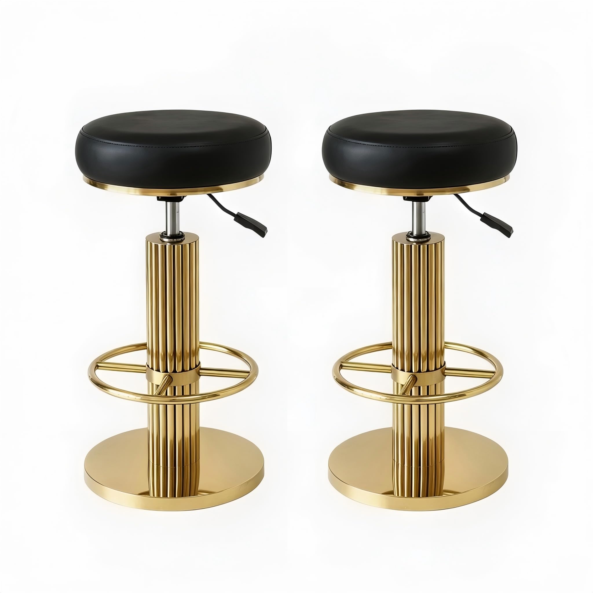 FUNROLUX Gold Bar Stools Set of 2, Adjustable Swivel Backless Counter Stool