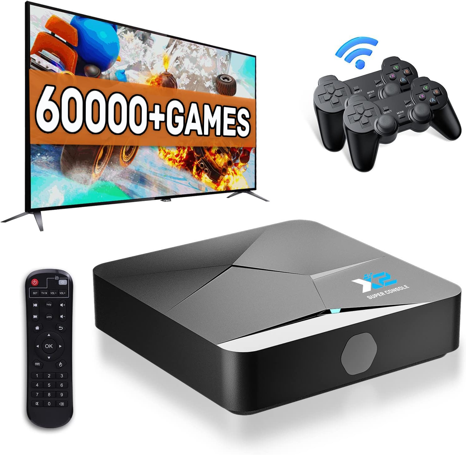 Bearway Super Console X2 Retro Video Game Consoles 100,000+ Games 60+Emulators 2 Systems in 1/Games/TV Audio 4K HD Output with 2 Controllers Multiplayer (256G)