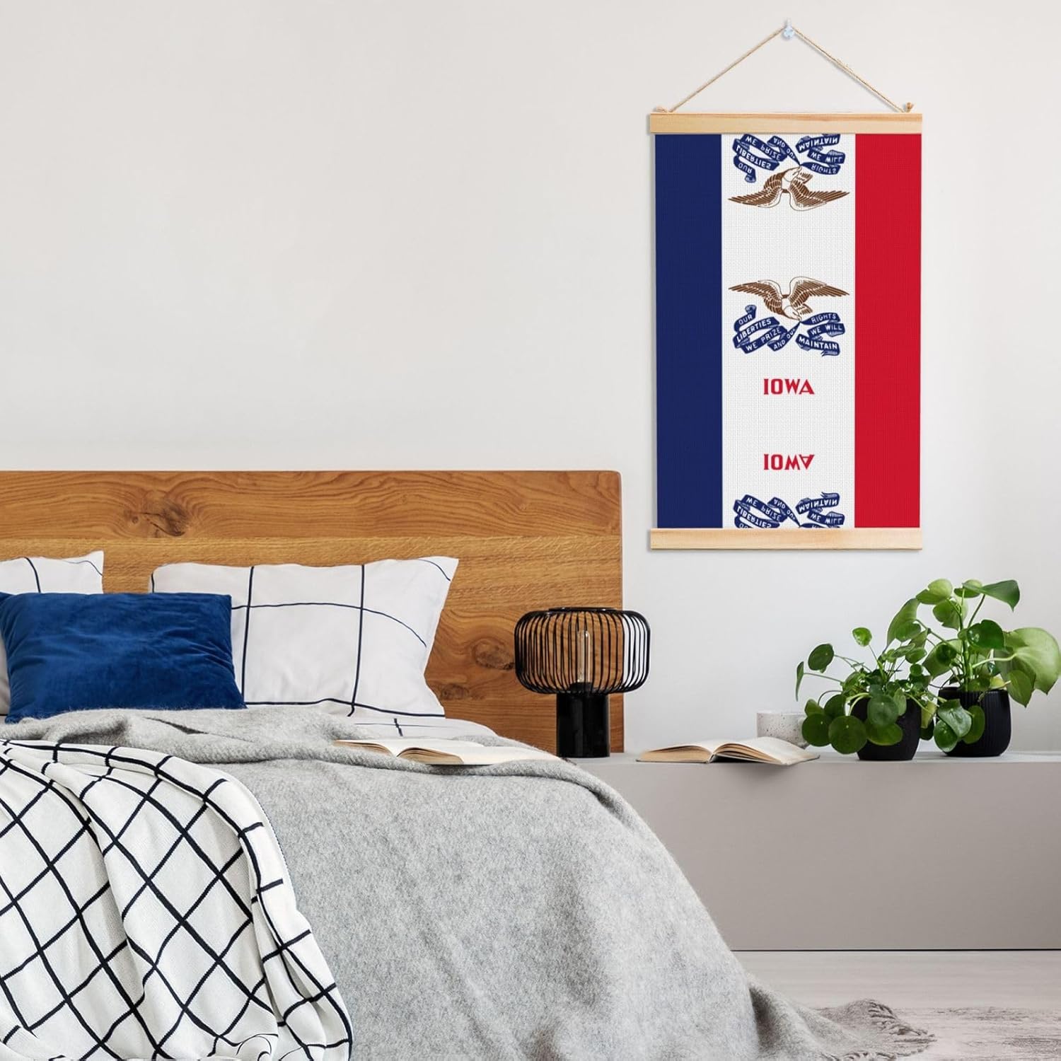Iowa State Flag Print Poster Hanger,Hanging Poster, Poster Frame,Wood Poster Hanger, For Wall Hanging