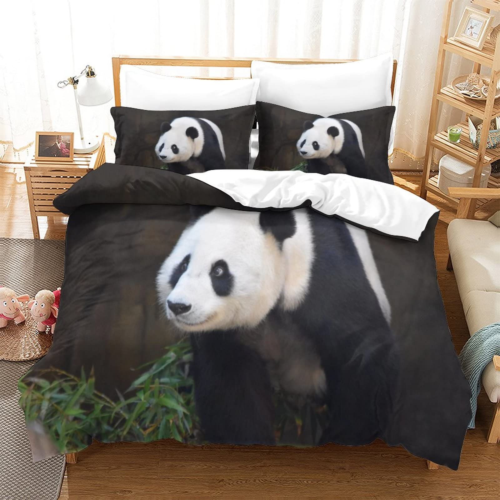 3D Beddengoed Rode Panda Print Dekbedovertrek Set Zachte Microvezel Dekbedovertrek Met Kussenslopen Met Ritssluiting 2 Stuks Voor Kinderen Tieners Volwassenen 200200 Cm