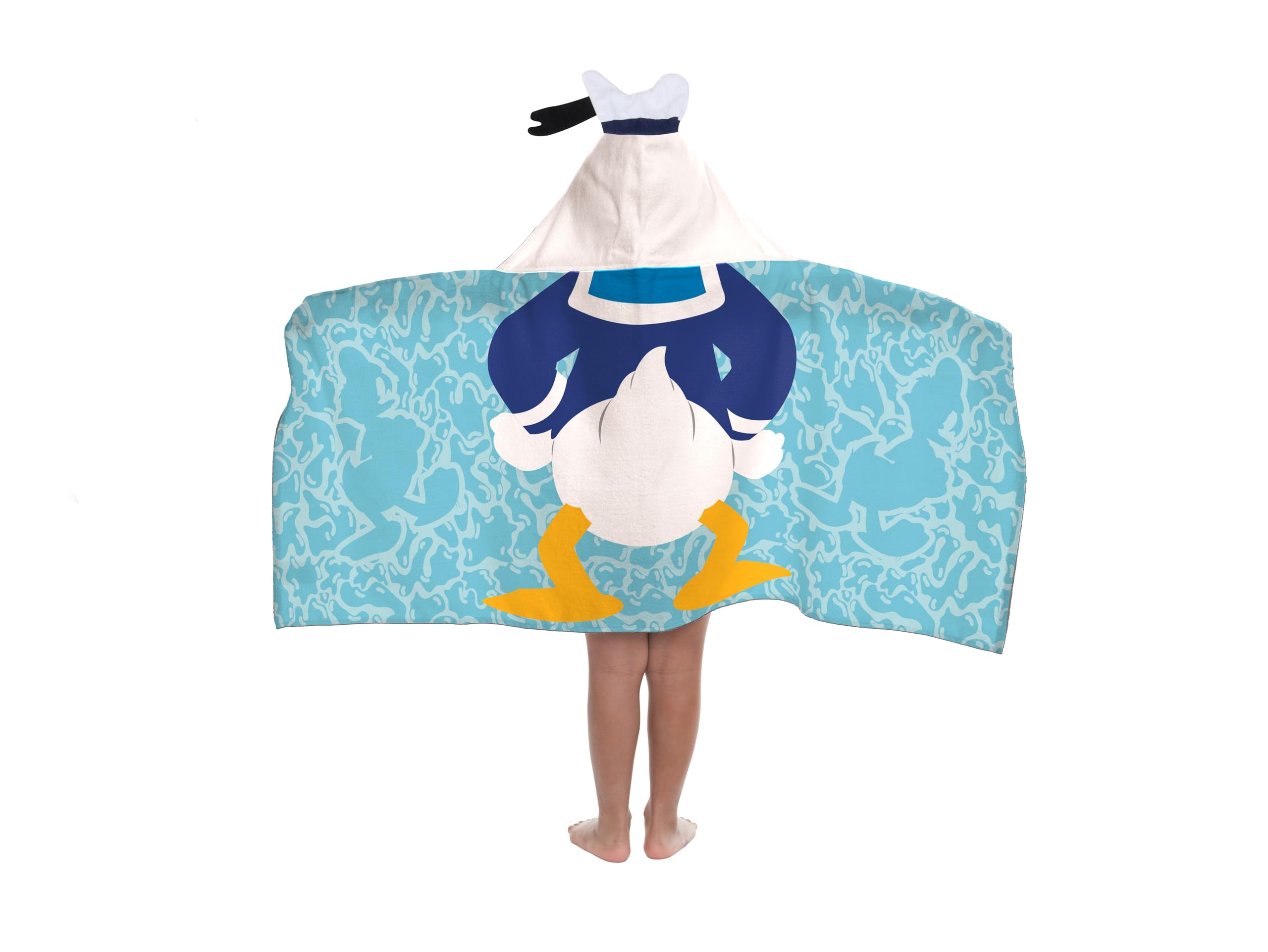 Jay Franco Disney Mickey Mouse Und Seine Freunde Donald Duck – Kapuzen-Cape-Badetuch 56 × 130 cm Für Kinder, Superweich Für Bad, Strand, Pool Und Reise, Offiziell Lizenziertes Produkt, Blau