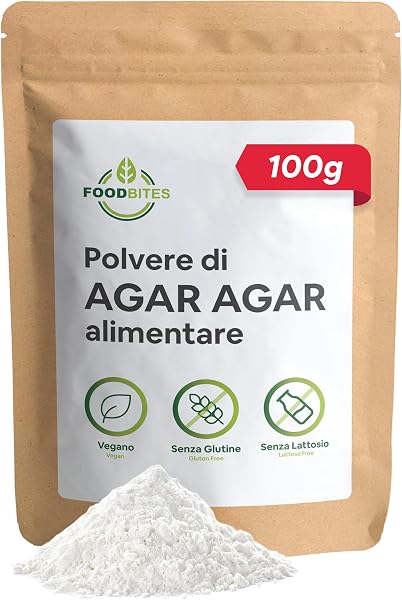Food Bites Agar Agar Polvere Alimentare 100g per Cucinare - Addensante Alimentare per Dolci, Cucina Molecolare & Mixology - Gelatina Naturale in Polvere 100% di Purezza - eBook OMAGGIO con 20 Ricette - 1