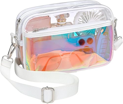 PACKISM Monederos transparentes para mujer, bolsa transparente para estadios, bolsa cruzada aprobada para conciertos para el día del juego, eventos,