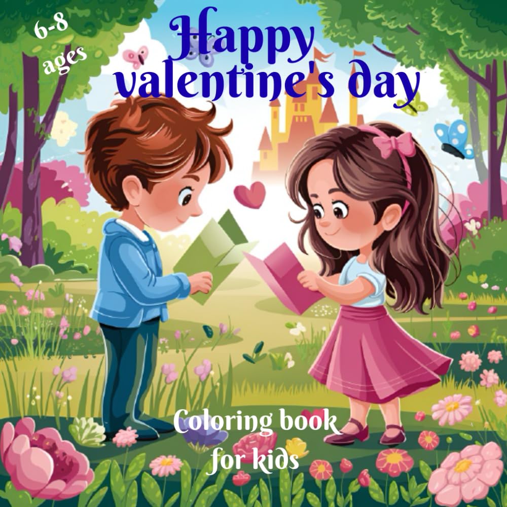 Kids Valentine’s Day Coloring Book Ages 6–8: Fun and Cute Valentine Coloring Pages with Hearts, Animals, and Sweet Love Designs for Children.