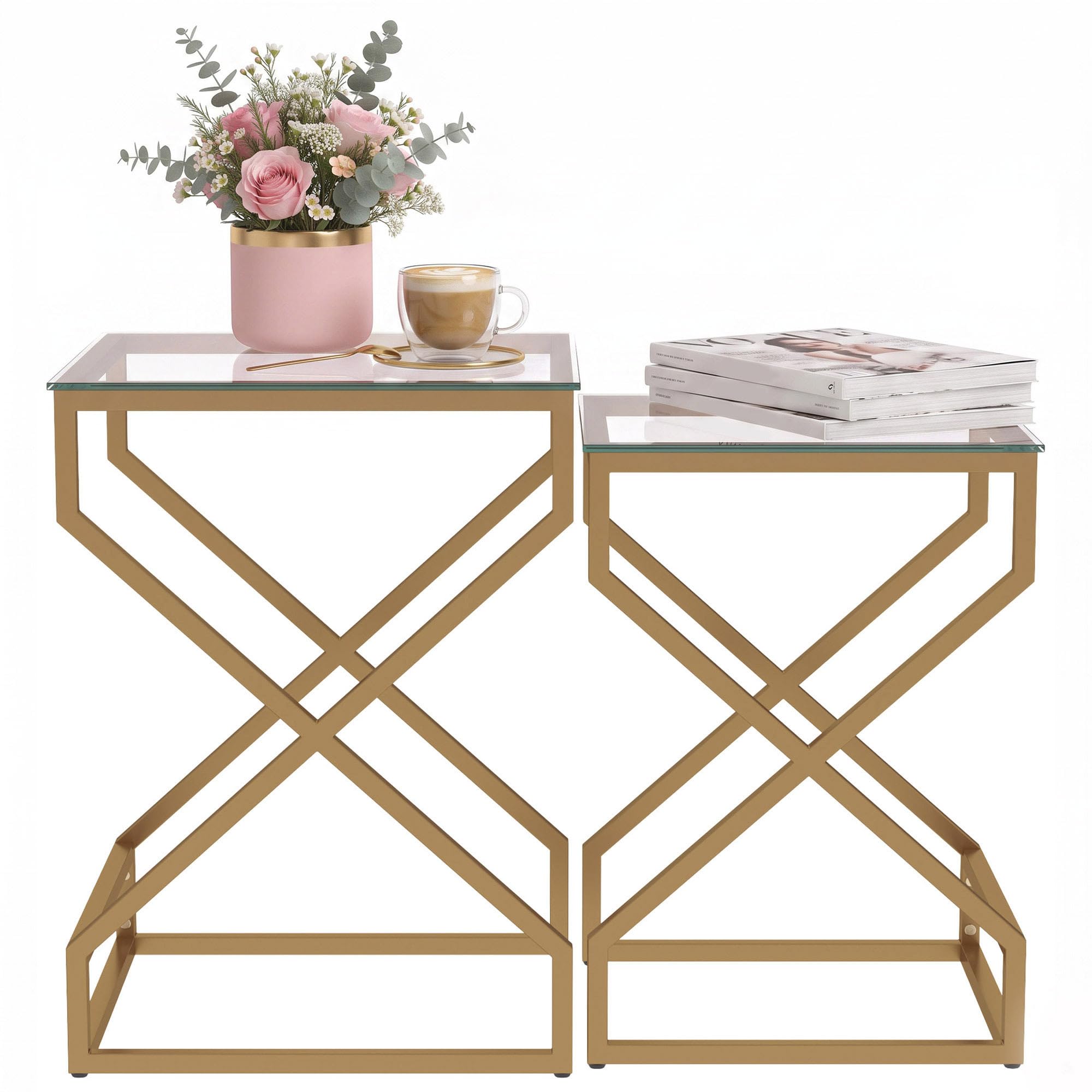 HOMCOM Nest of Tables, Side Table Set of 2 Coffee Table Set, Transparent — image 1