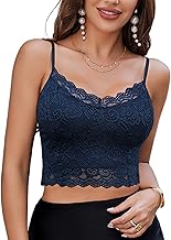 Avidlove Damen Spitzen Bustier Top Sexy Bralette Unterhemd Basic Spaghettiträger Camisole V-Ausschnitt Rücken Aussparungsdesign Tank Oberteile Crop