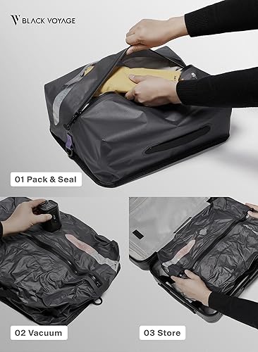 Miniatura 6 de Black Voyage - Bolsa de viaje reutilizable de compresión al vacío para maleta de mano y mochila, reciclada, impermeable IP67, ahorro de espacio