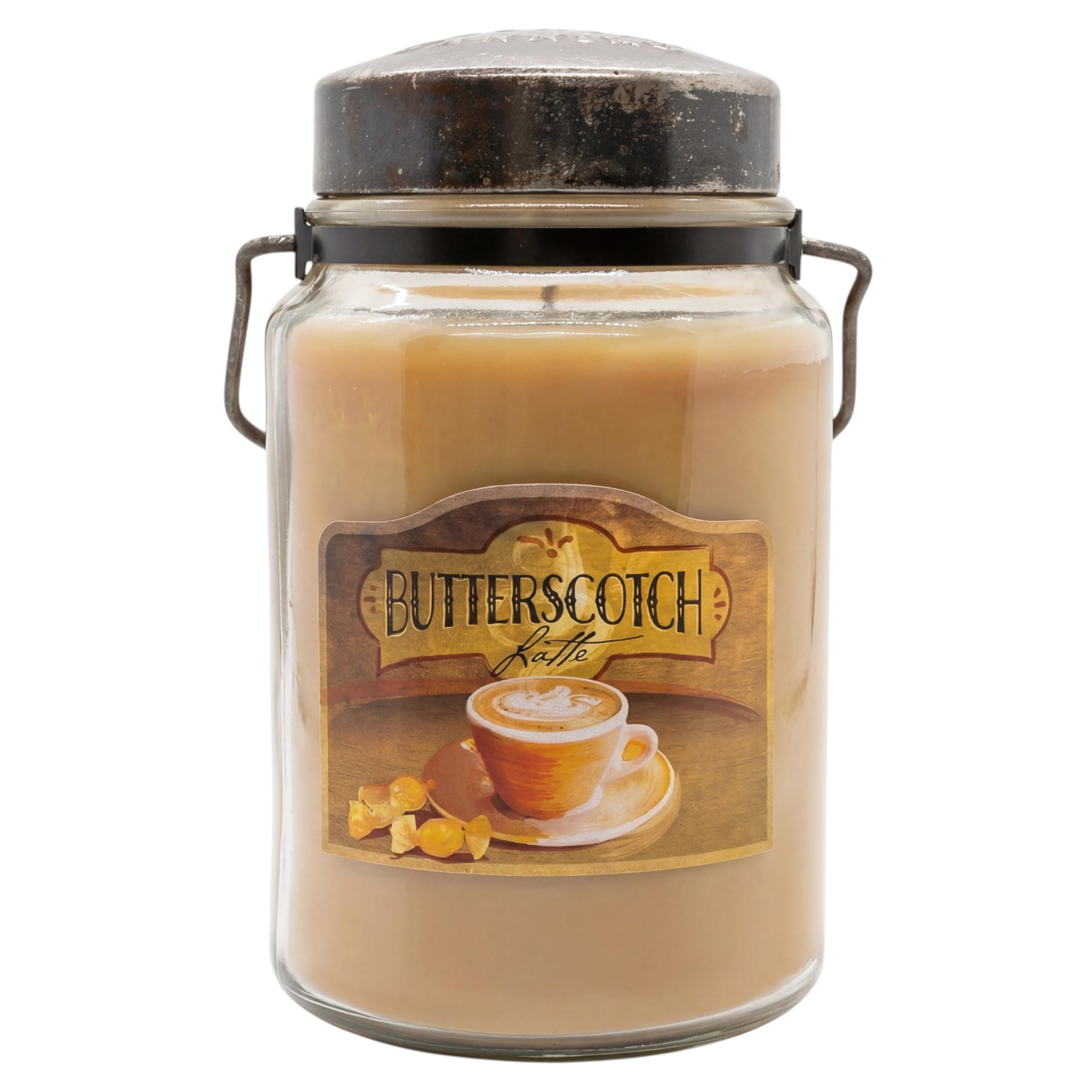 McCall’s Candles | Butterscotch Latte | 26 oz Scented Candle | USA-Poured | Vintage Rustic Jar with Carrying Handle | Browned Butter, Caramel &amp; Espresso Fragrance
