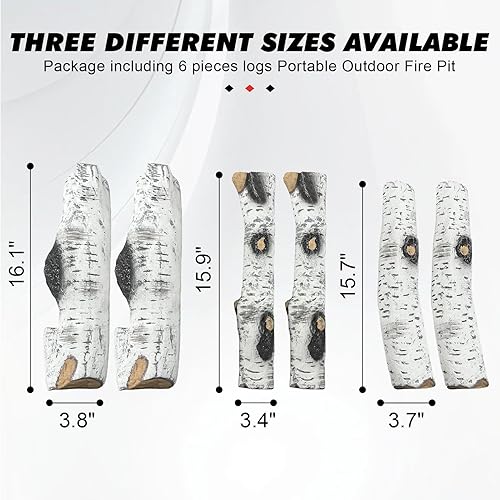 Miniatura 9 de MrGas Log Troncos de chimenea de gas, paquete de 3 troncos de cerámica para chimenea y hoguera, troncos de chimenea falsos realistas, cerámica, sin