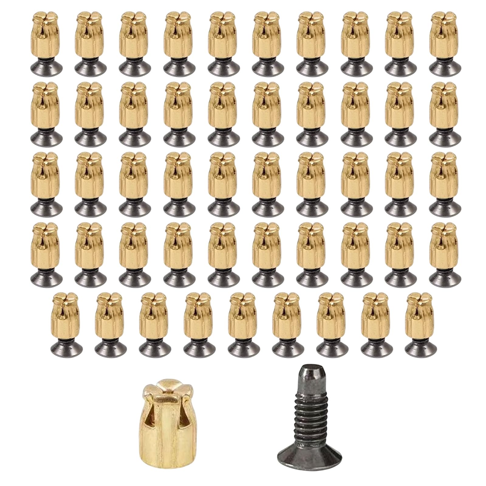 Jiapika 50Pcs Wood Door Plate Reinforcement Set Cabinet Hinge Mounting Nut & Screw Metal Expansion Screw Hardware Easy Installation Expansion Fastener For Drawer/Door Repair