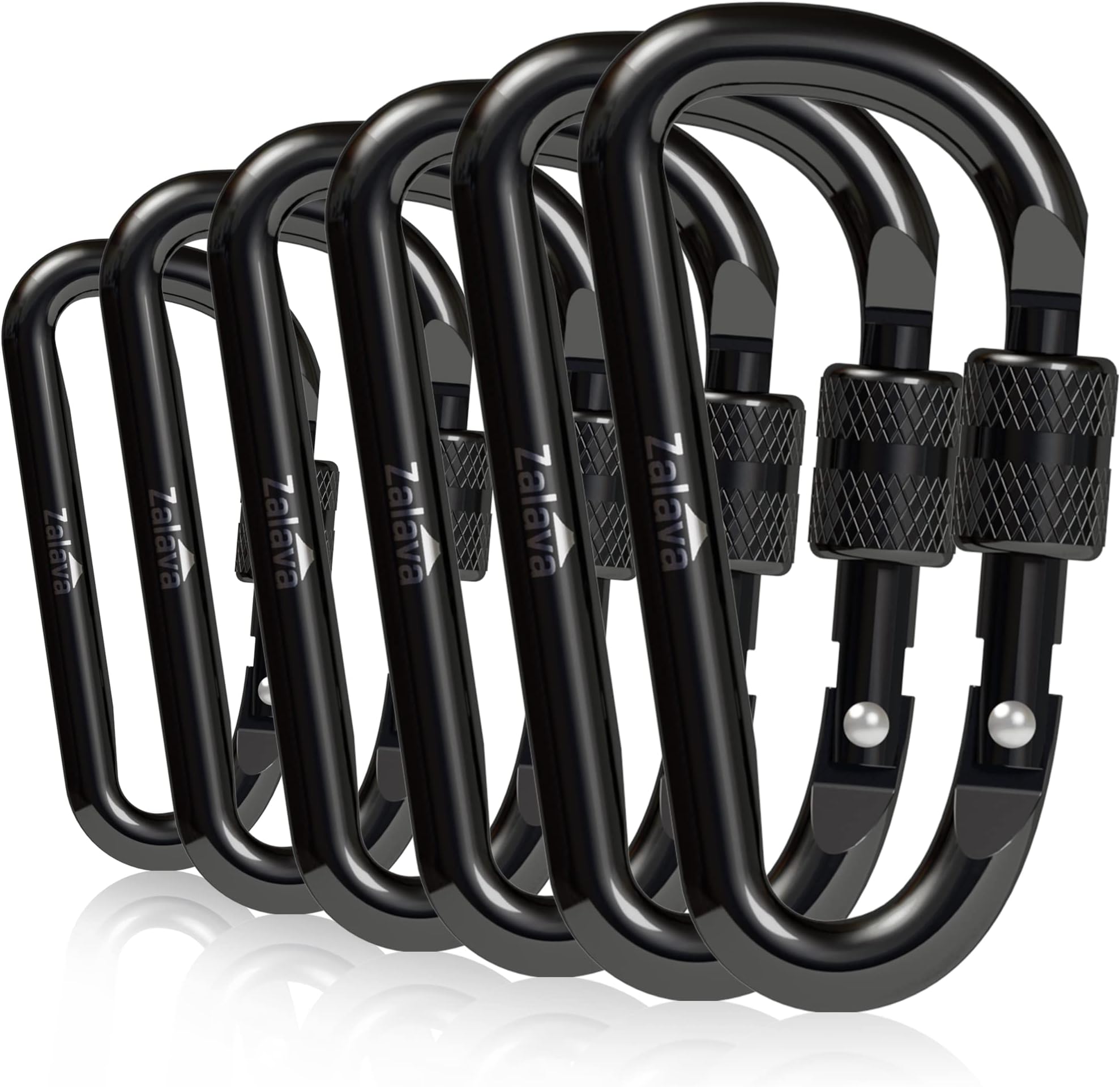 Zalava 6 pcs 2โD-Clip Durable Locking Carabiner Keychain Clip,Keychain Clip Hook