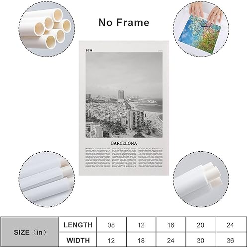 Miniatura 3 de Barcelona Print Black And White Beach, Barcelona Wall Art, Barcelona Poster, Barcelona Photo, Barcel Poster Canvas Artwork Prints Rustic Farmhouse