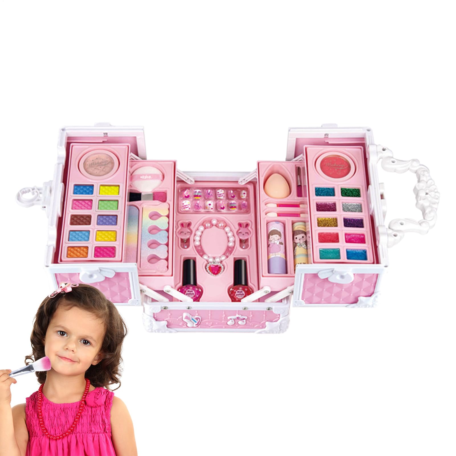 Borsa per cosmetici per ragazze – Trucco delicato e non tossico | di bellezza lavabili con acqua | Ideale per regali e svago, creativo ed educativo, set completo e colorato
