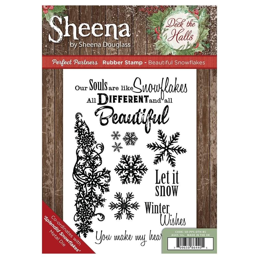 Crafters Companion Sheena Douglass Deck The Halls - Beautiful Snowflakes Unmounted Stamp