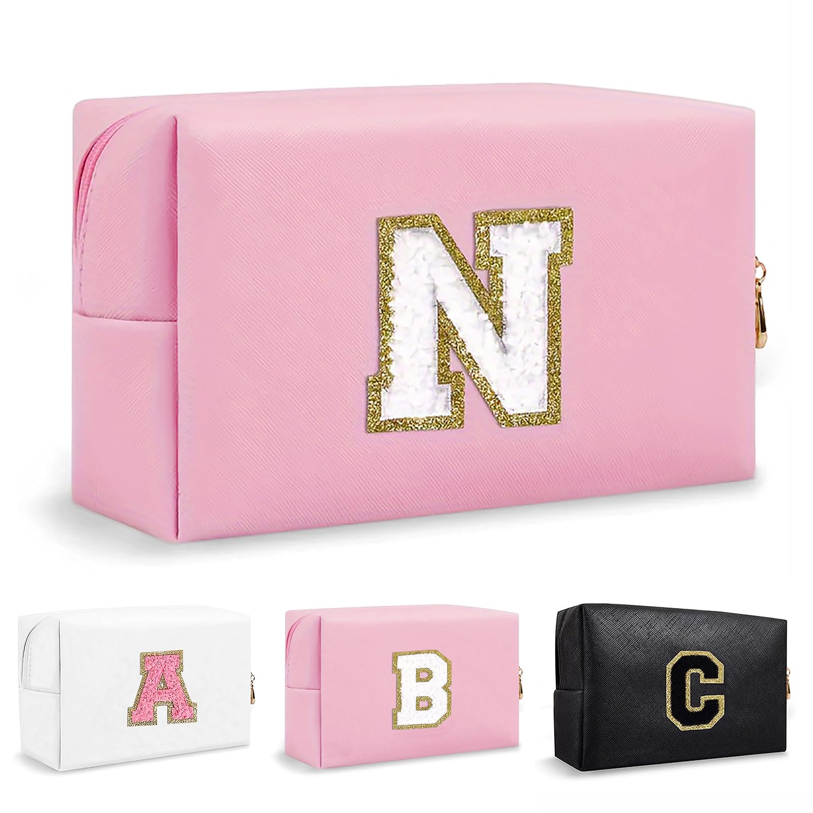 Bolsa de Maquillaje, Bolsa de Cosméticos Impermeable de Viaje, PU Cuero, Neceser de Baño, Bolsa De Aseo Y Almacenamiento para Mujer,Cosas Preppy para niñas Adolescentes (Letra A-Z) — view 156