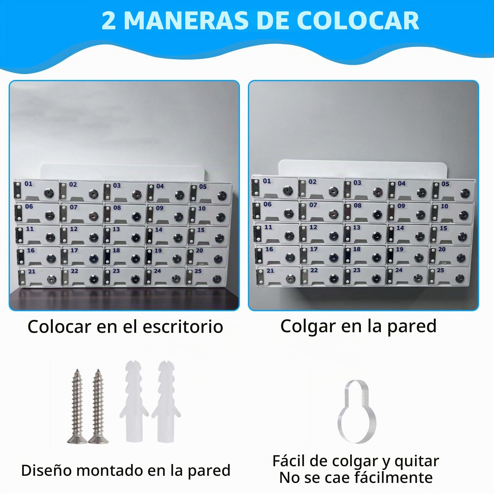Armario de Almacenamiento para Teléfono Móvil, 25 Compartimentos Acrílico Caja Almacenamiento Personal, Montado en la Pared Cabine Téléphonique con Cerradura y Puerto de Carga para Escuelas, Oficinas
