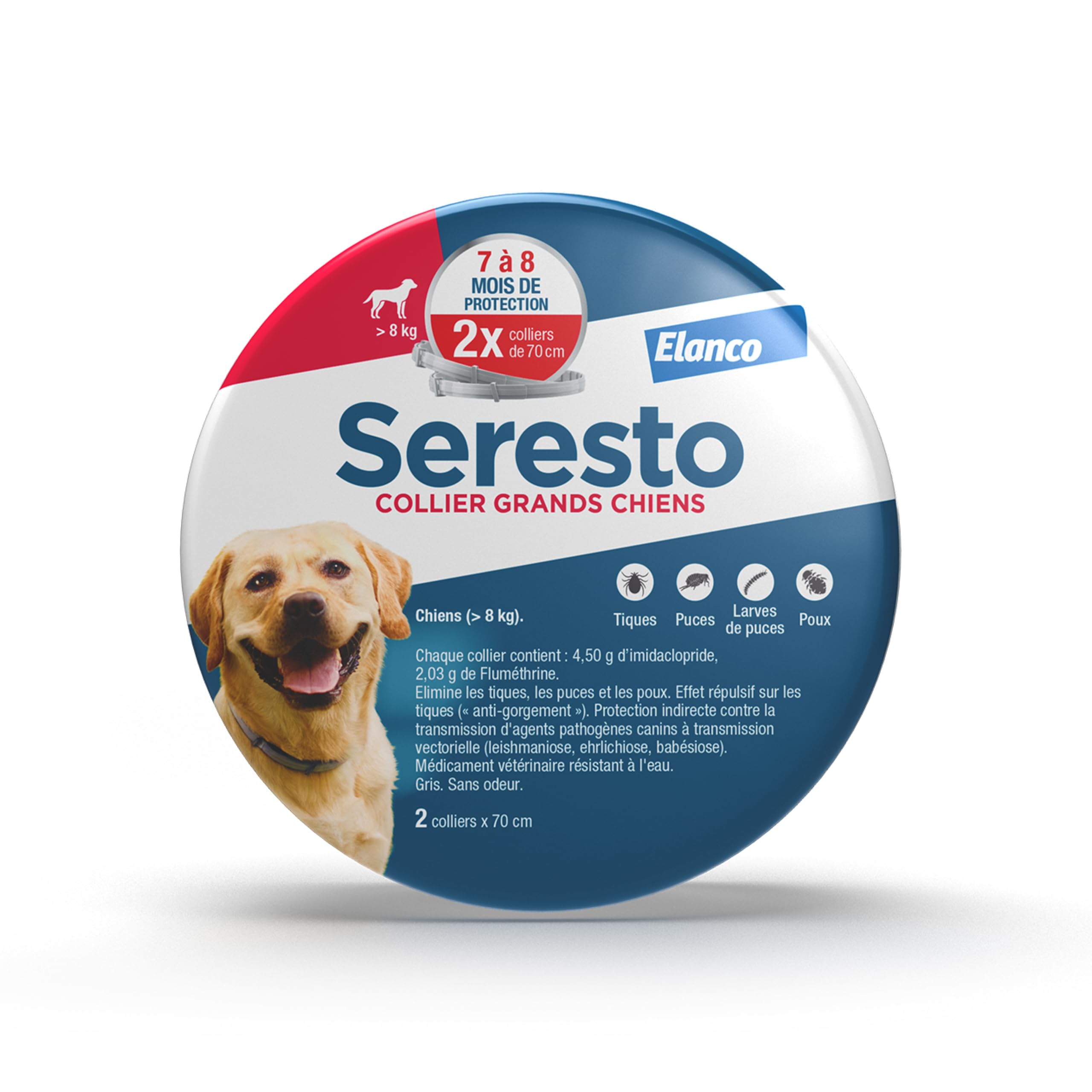 Seresto Collier antiparasitaire Grands Chiens – Protection longue pour puces et tiques