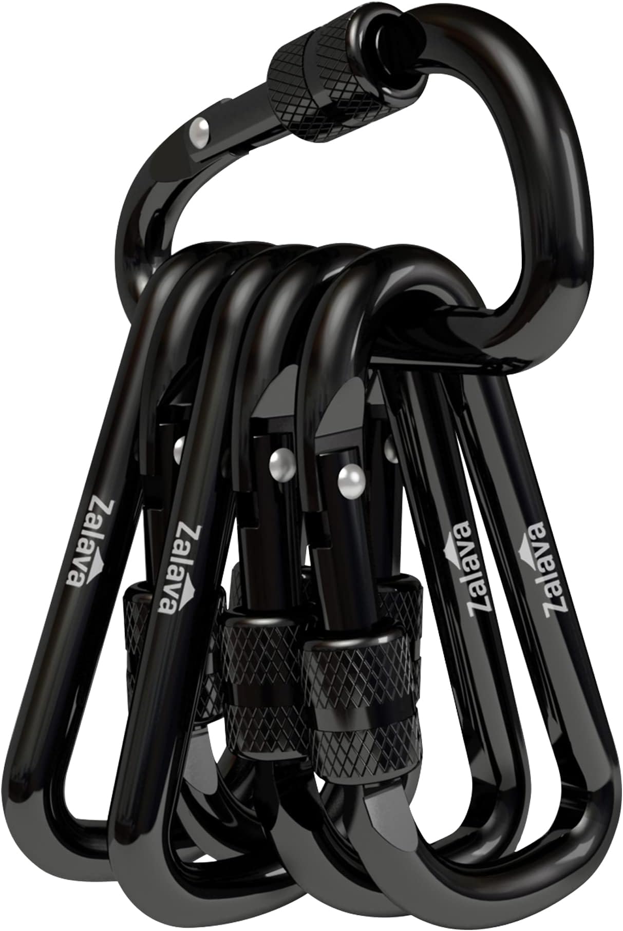 6PCS Carabiner Keychain, 2 inch Aluminum D-Clip Caribeener with Hook