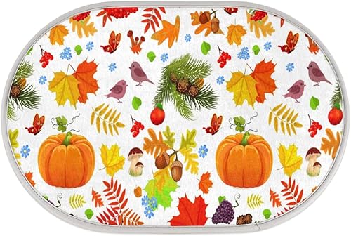 Miniatura 2 de Watercolor Maple Leaf Pumpkin Bathroom Rug Mat Memory Foam Soft Plush Area Rug Non-Slip Absorbent Oval Rug for Bedroom Bathroom Bathtub Shower
