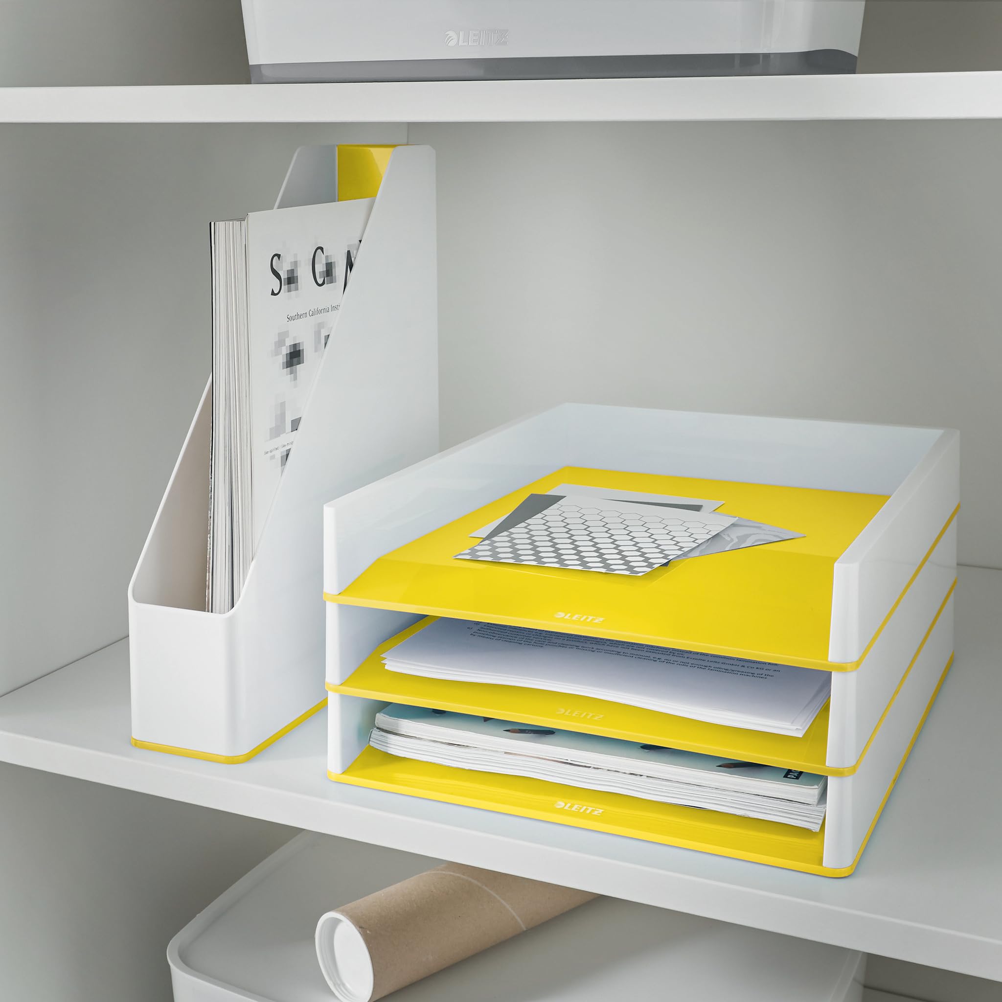 Leitz 53621016 Magazine File, A4, Wow Range, Dual Colour White/Yellow