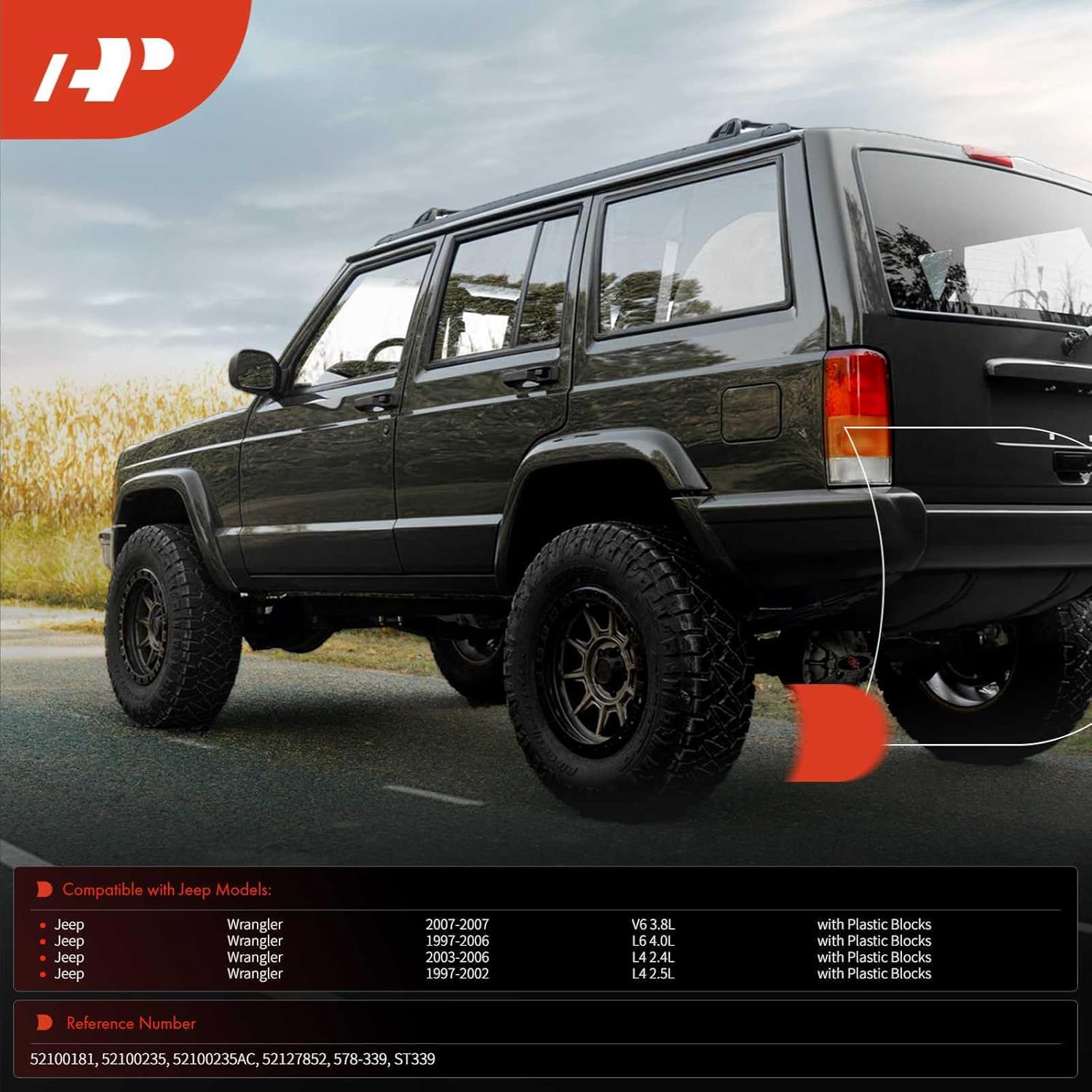 A-Premium Fuel Tank Straps with Plastic Blocks Compatible with Jeep Wrangler 1997-2006