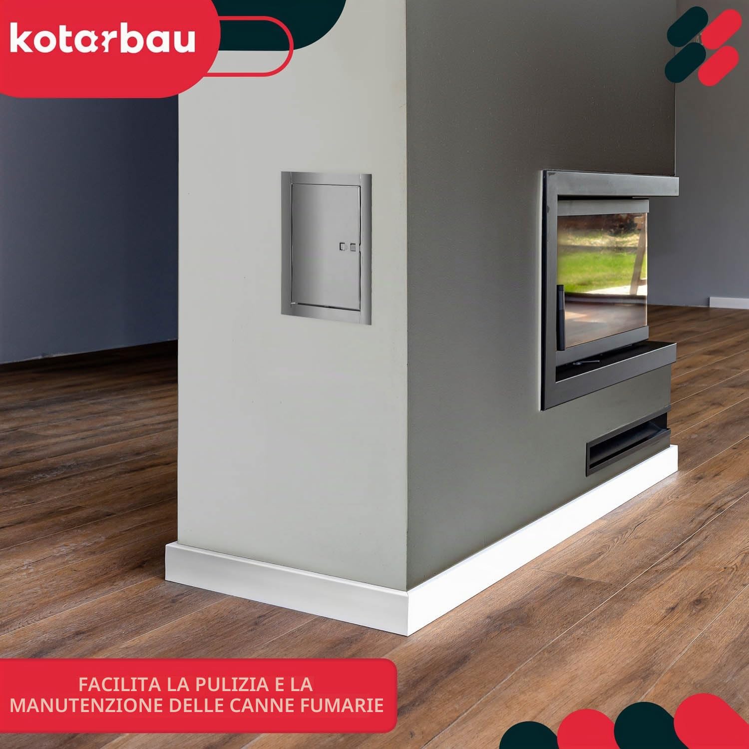 KOTARBAU® - Porta per camino, 14 x 21 cm, in acciaio inox, per ispezione e manutenzione