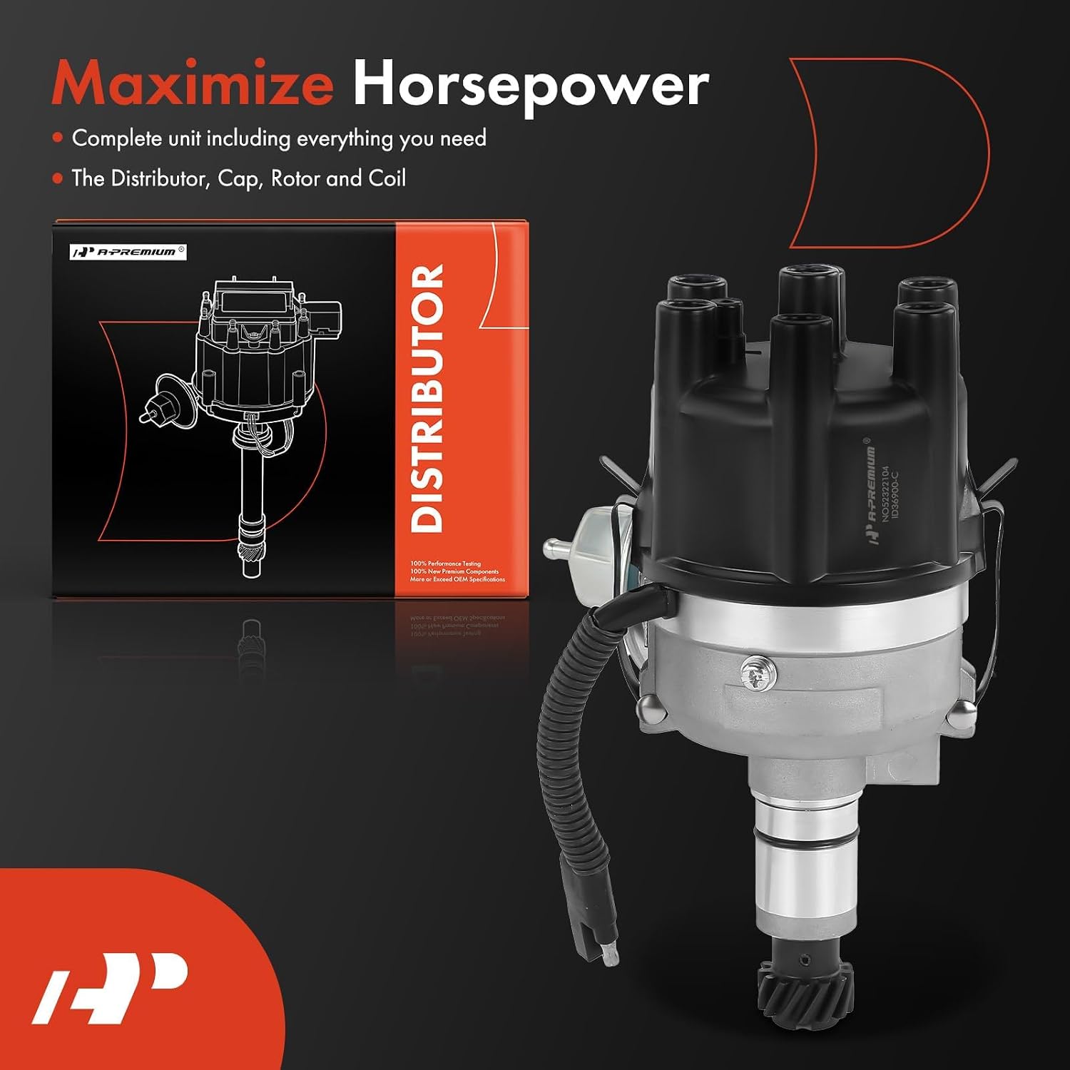 A-Premium Ignition Distributor with Cap & Rotor Compatible with Dodge Charger, Dart, Aspen, B100, B150, B200, B300, CB300 & Chrysler Town & Country, Cordoba, Fifth Avenue & Plymouth Caravelle, L6 3.7L