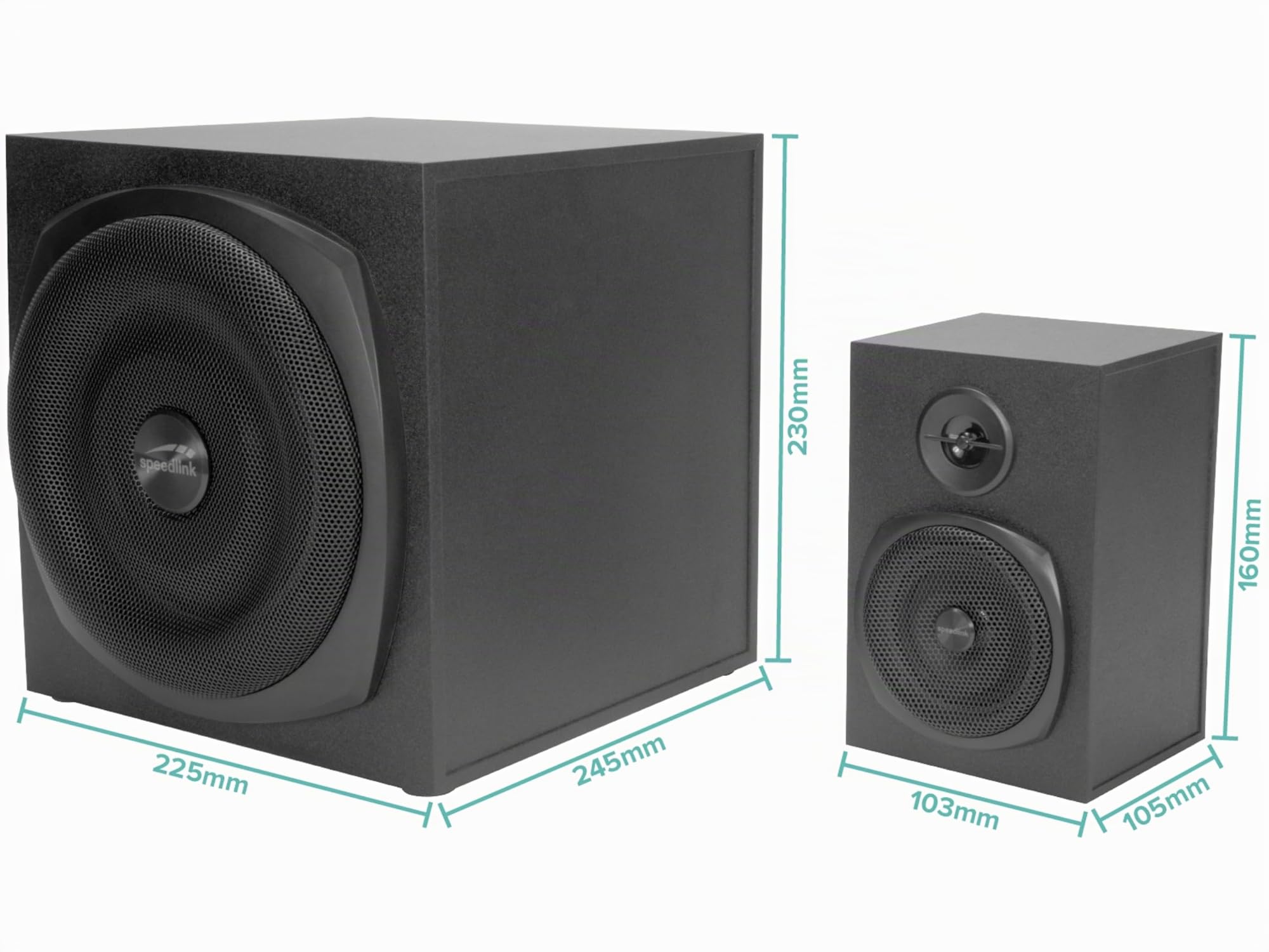 Speedlink Gravity LT Altavoz para PC Sistema de Sonido 2.1 Bluetooth - con subwoofer de Madera, Sistema de Altavoces Activos de 80 vatios, Conector AUX de 3,5 mm, Mando a Distancia RGB, Negro