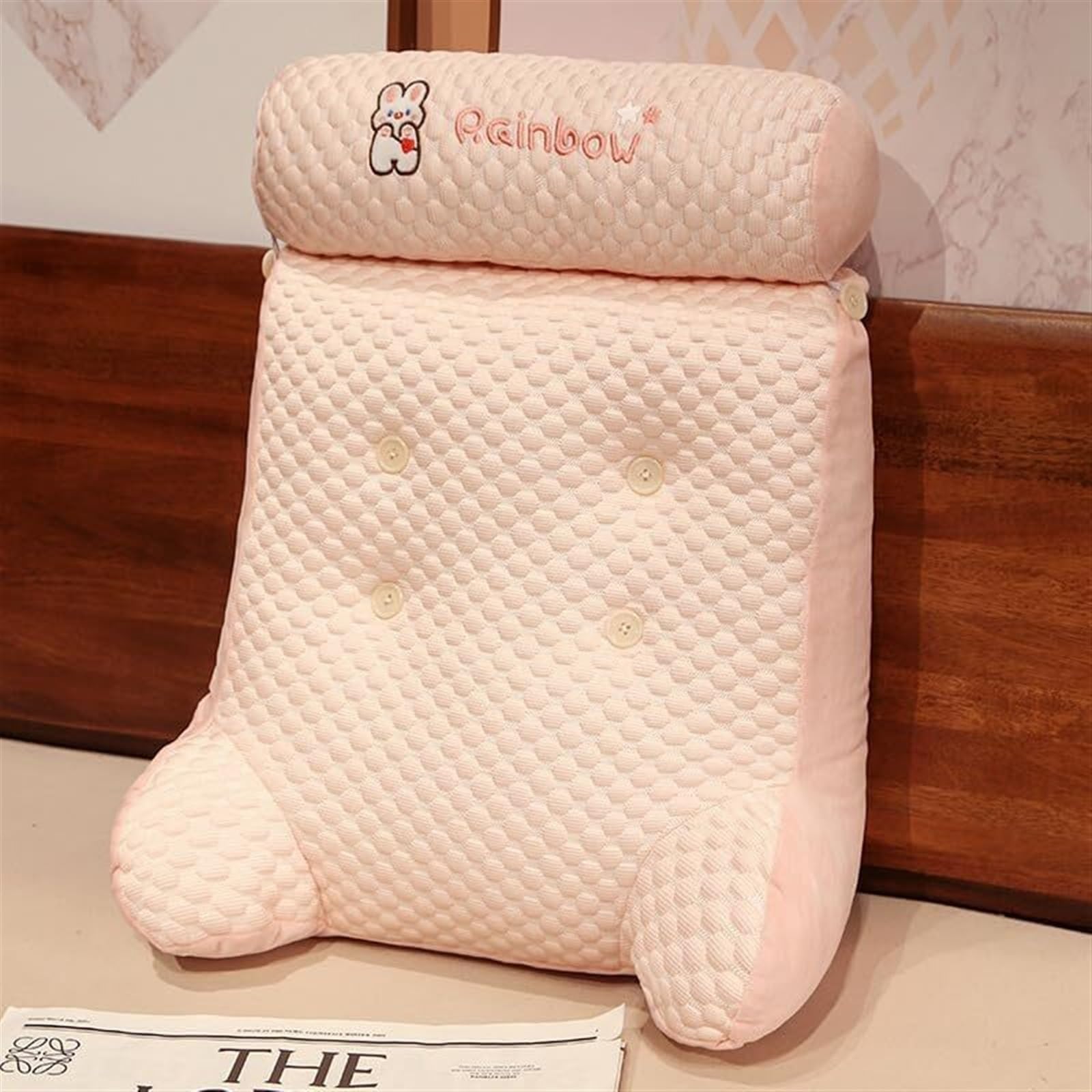 MYXJX back support cushion, Backrest Waist Pillows Triangle Reading Relax Sofa Support Removed and Washed Cushions(Rabbit)