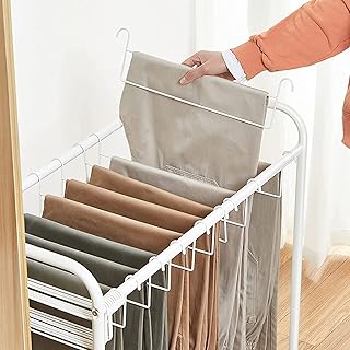 JINCAN. Pantalone/Jeans/Pantalone Rolling Carrello Spazio salvaspazio, Pantaloni in stile giapponese Rack con ruote, Armadio Armadio per le donne Uomo, facile da montare (Taglia : 10 Hook)