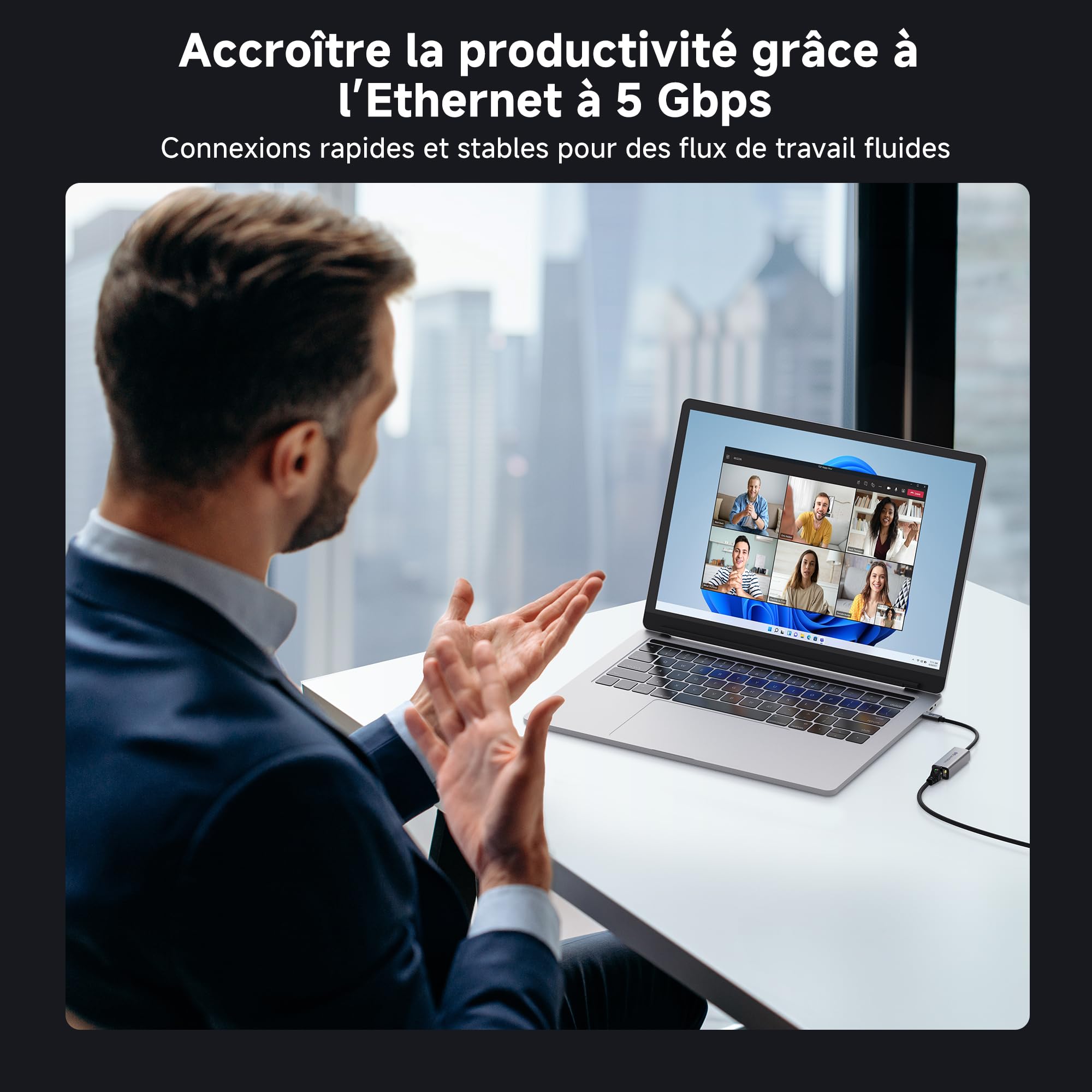Cable Matters 5Gbit/s Adaptateur USB-C Ethernet 5GbE, Vitesse Réseau 5G | Compatible avec USB4,Thunderbolt 4/5, Plug et Play pour MacBook, ordinateur portable et USBC-appareils