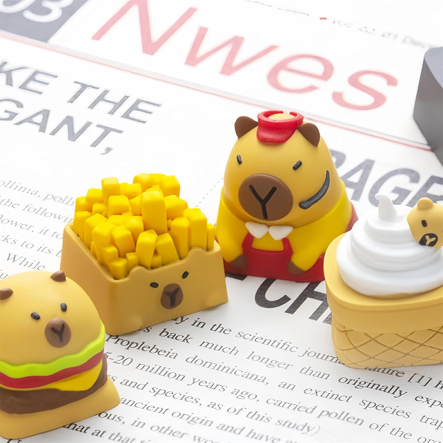 Cute Keycaps,Artisan Resin Keycaps Kawaii Cartoon Custom Keycaps for Cherry MX Switches Mechanical Gaming Keyboard Cherry Profile R4 Height ESC Key Personalized 3D Animal Keycaps (4pcs)