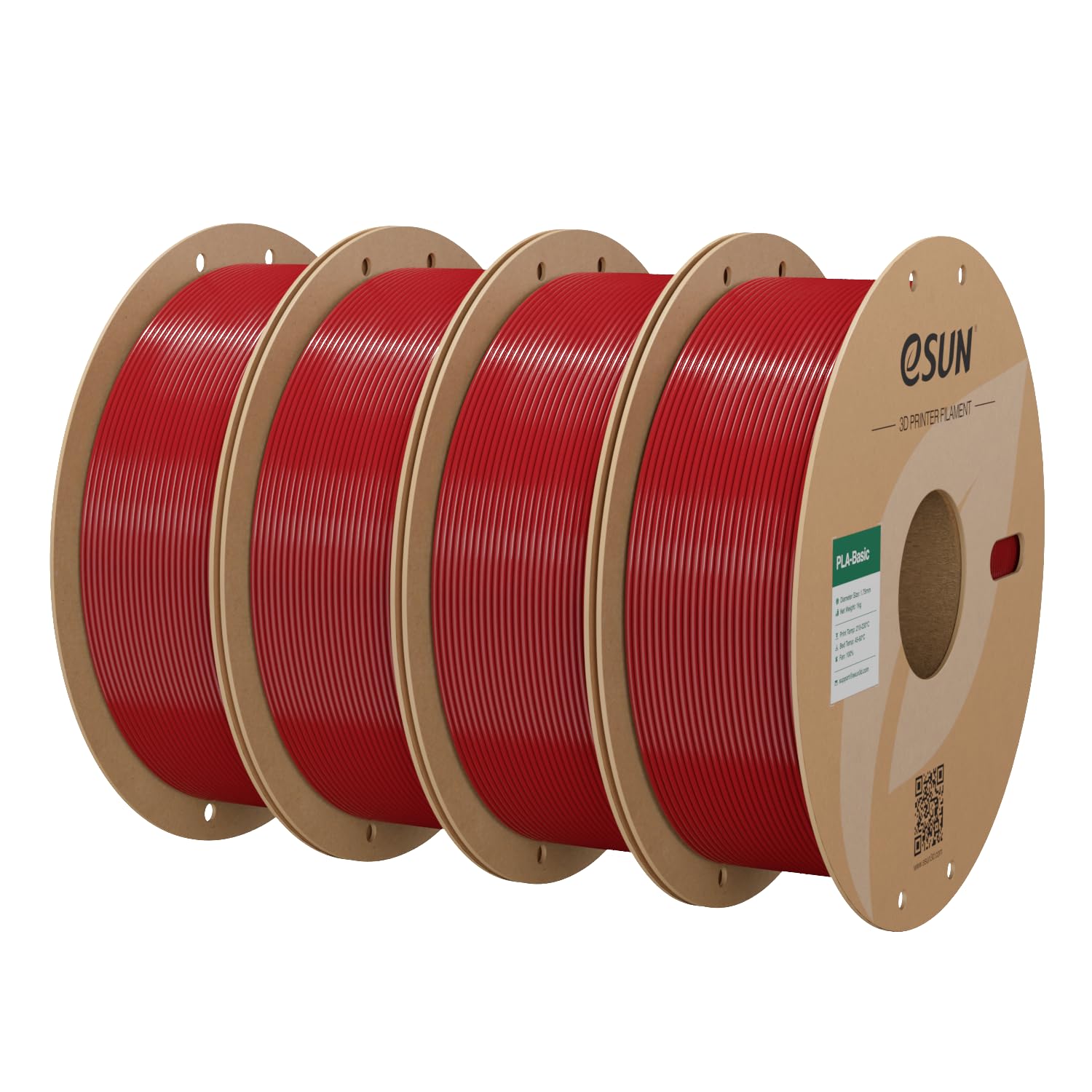 eSUN Filamento PLA 1,75 mm, filamento di Basic PLA 4kg Rosso pompieri | Precisione dimensionale +/- 0,03 mm. Stampa fluida e veloce senza intasamenti. Materiale premium per stampanti 3D FDM.