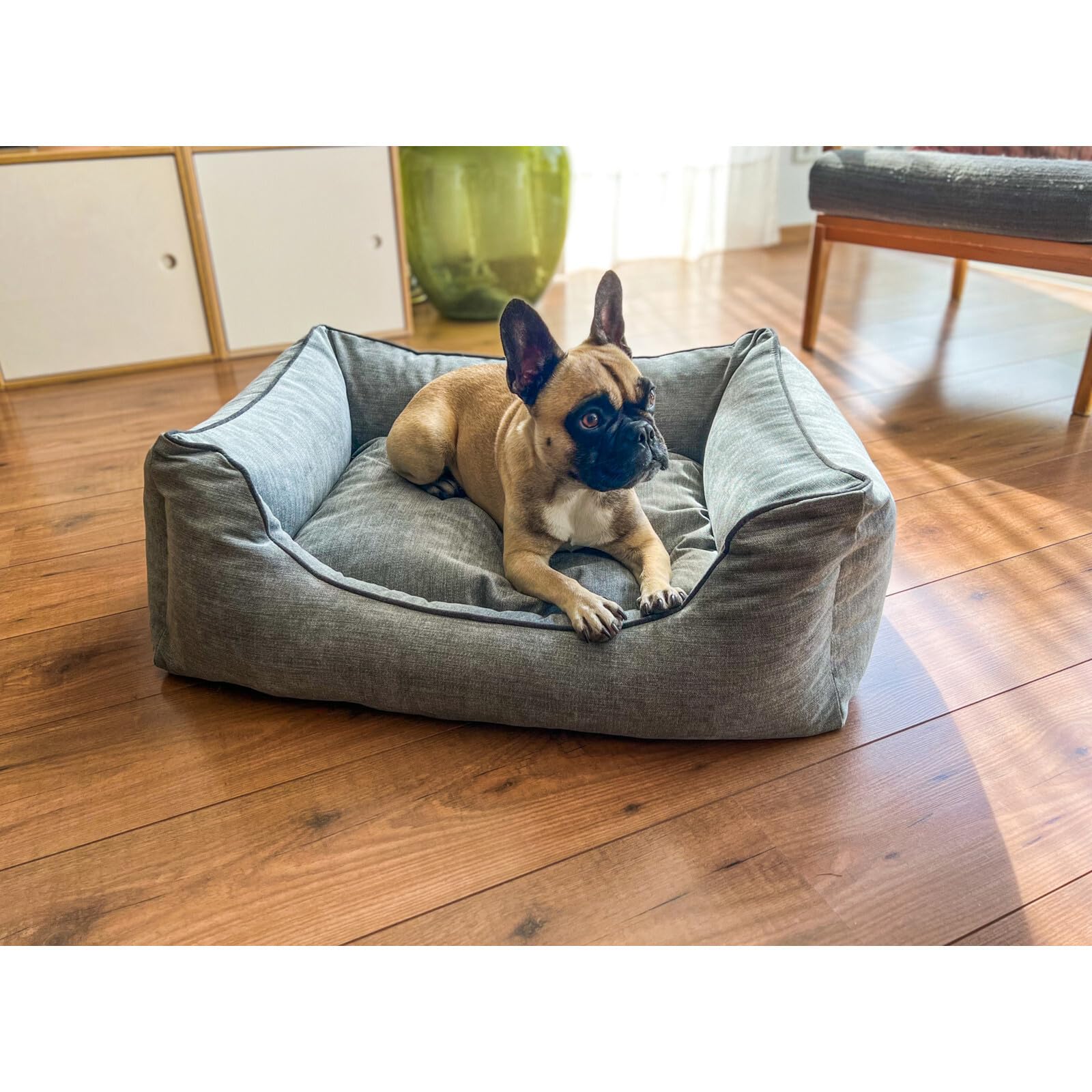 Aumüller Divano per cani Ortho Line, grigio – 117 cm – Divano ortopedico per cani | Cuscino reversibile con memory foam | Rivestimento rimovibile | Prodotto in Europa