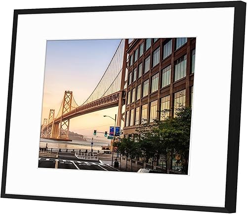 Vista 142 de Frametory - Marco de aluminio de 11 x 14 para fotos de 8 x 10 (en pulgadas), con paspartú marfil, de pared, con gancho de sierra, pestañas Bronce