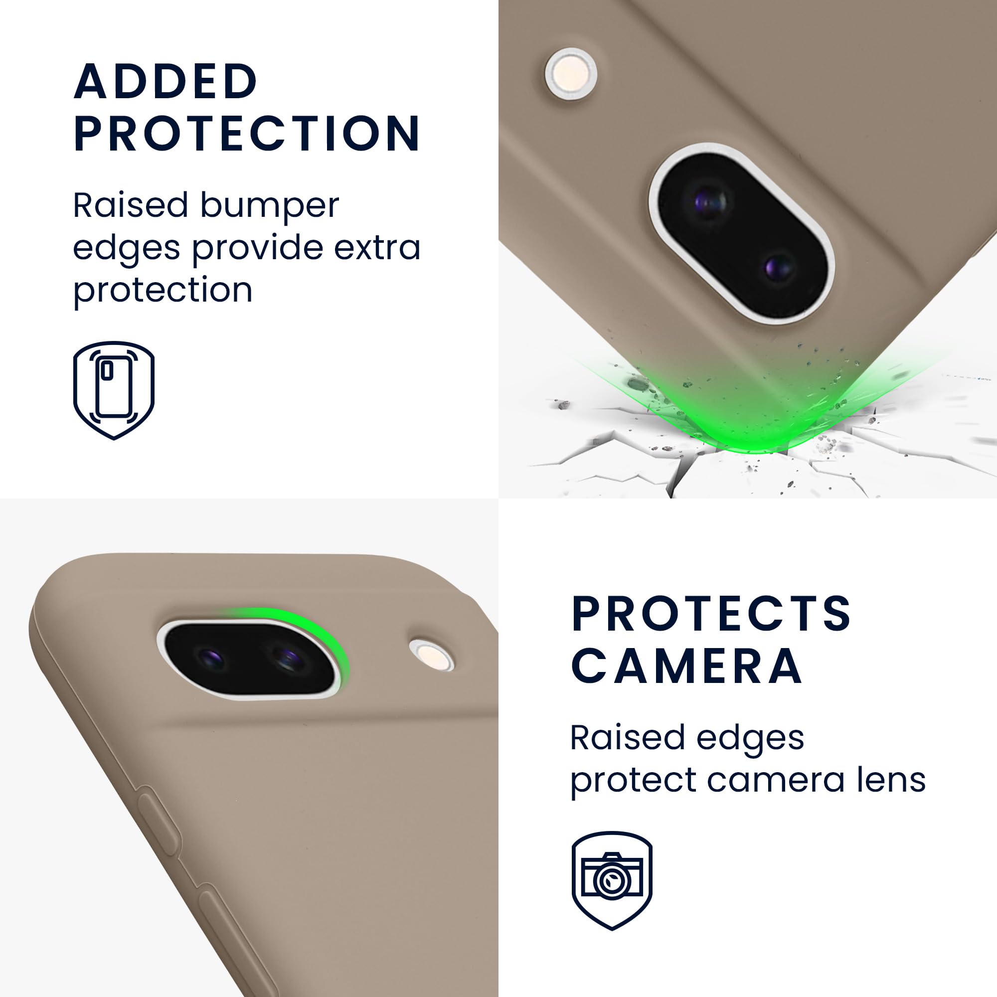 kwmobile Case Compatible with Google Pixel 8a Case - TPU Silicone Phone Cover with Soft Finish - Taupe - Image 3