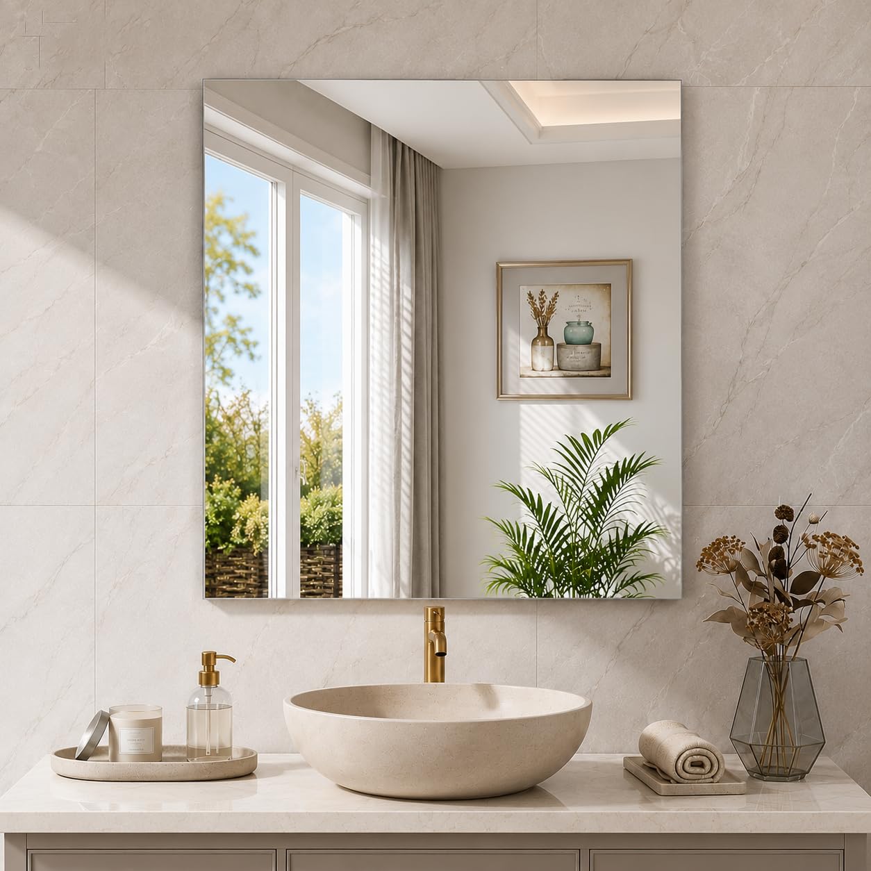 NEVEX LED Wall Mirror - Frameless Vanity Mirror with Light -8