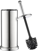 HOMEIT Chrome Toilet Bowl Brush & Holder Set - Tall Scrubber with Lid for Standard & Low-Flush Toilets
