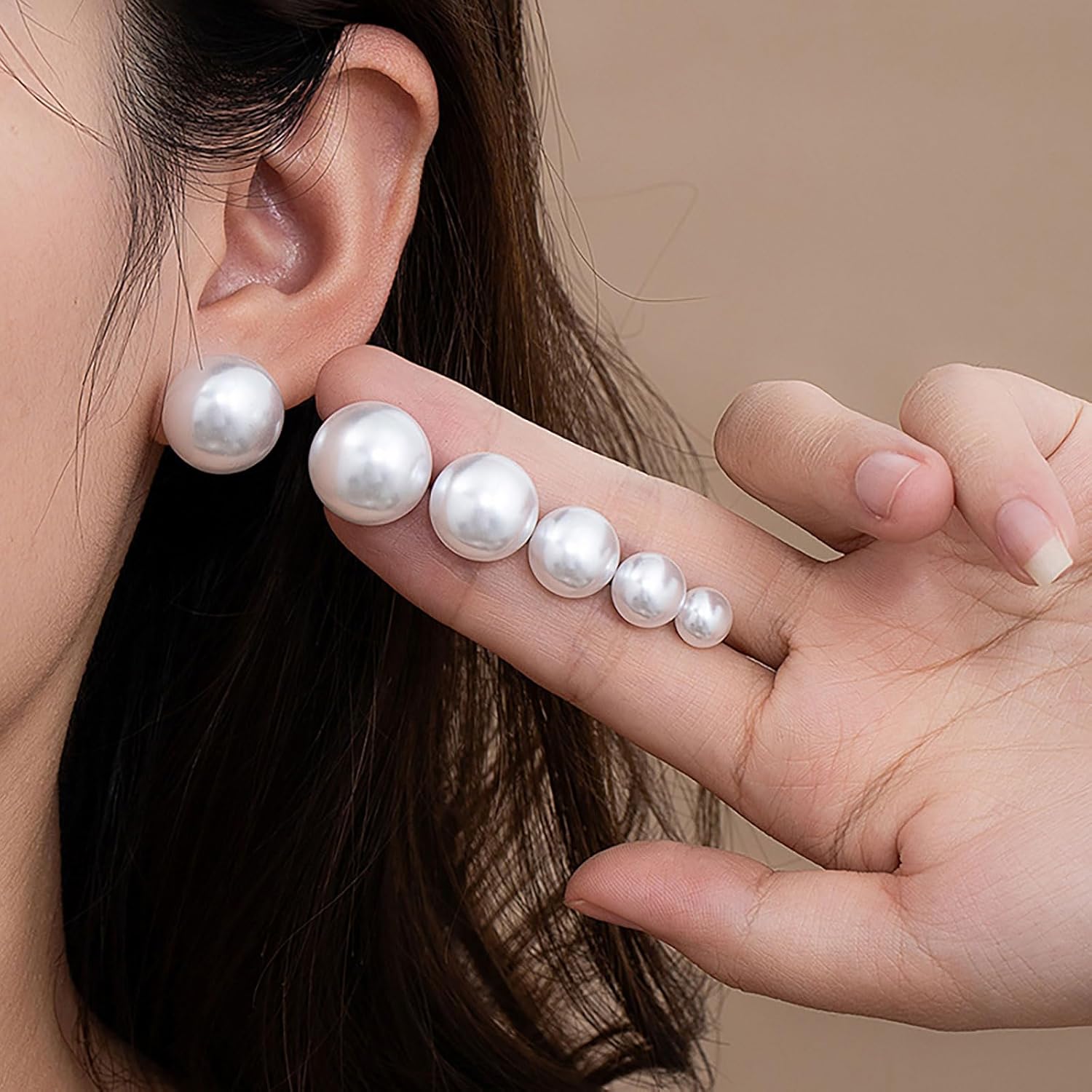 Big Pearl Earrings - Extra Oversized Classic Faux Round Large Simulated Pearl Studs for Women,Hypoallergenic to Sensitive Ears - Image 7