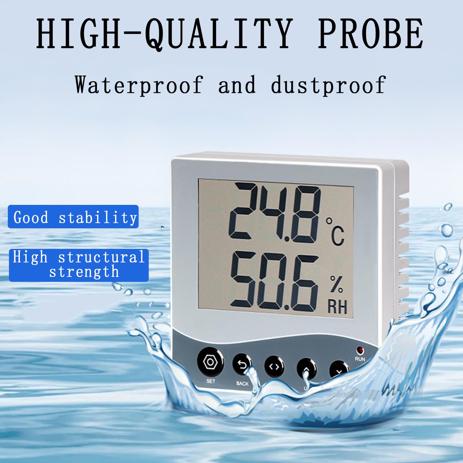 Igrometro Digitale da 3 Pollici, Monitor di Temperatura E umidità a Parete, con Display LCD, Sensore di Temperatura Interna, per Serra, Camper, Congelatore, Stanza