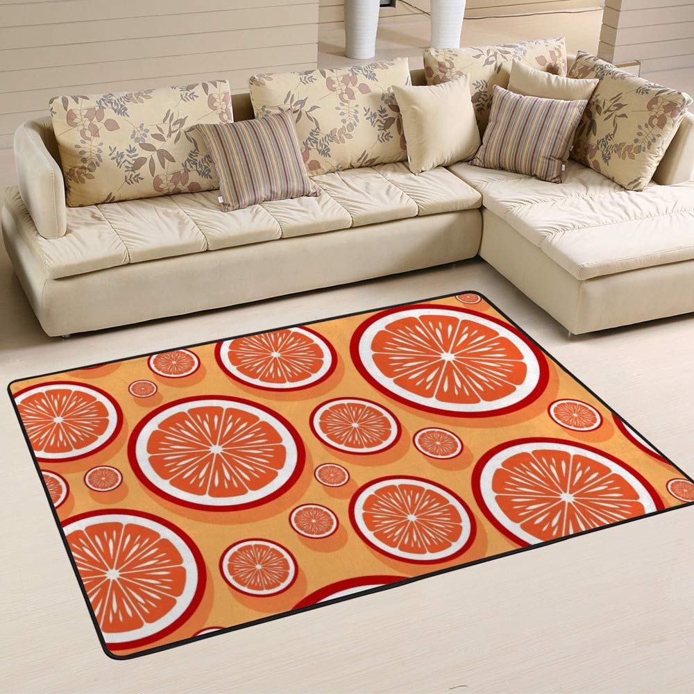 Tapis de sol Ruchen mandarine 80x58" en velours corail doux pour salon