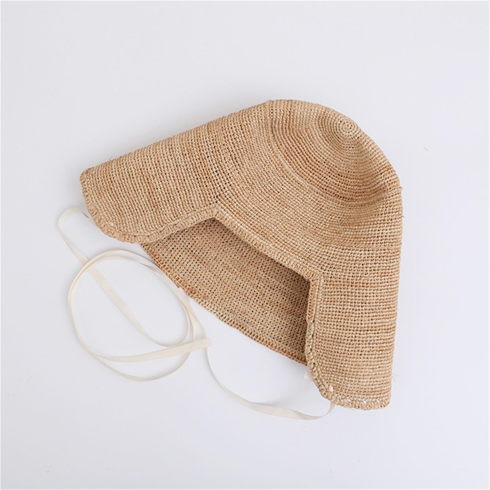 Generico Cappello da Donna a Tesa Larga in Paglia Lafite, Cappello da Pescatore Pieghevole in Stile Coreano Giapponese, Parasole Estivo a Testa Grande