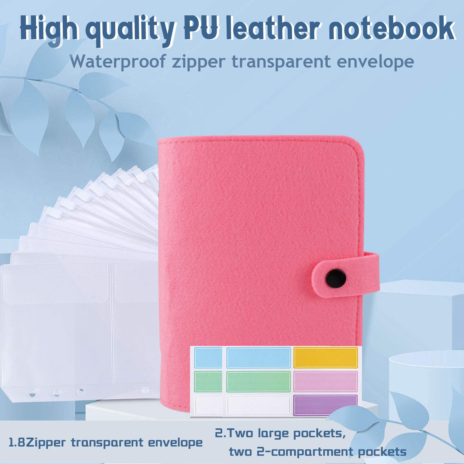A6 Felt Binder and 12 Transparent Envelopes System Budget Planner