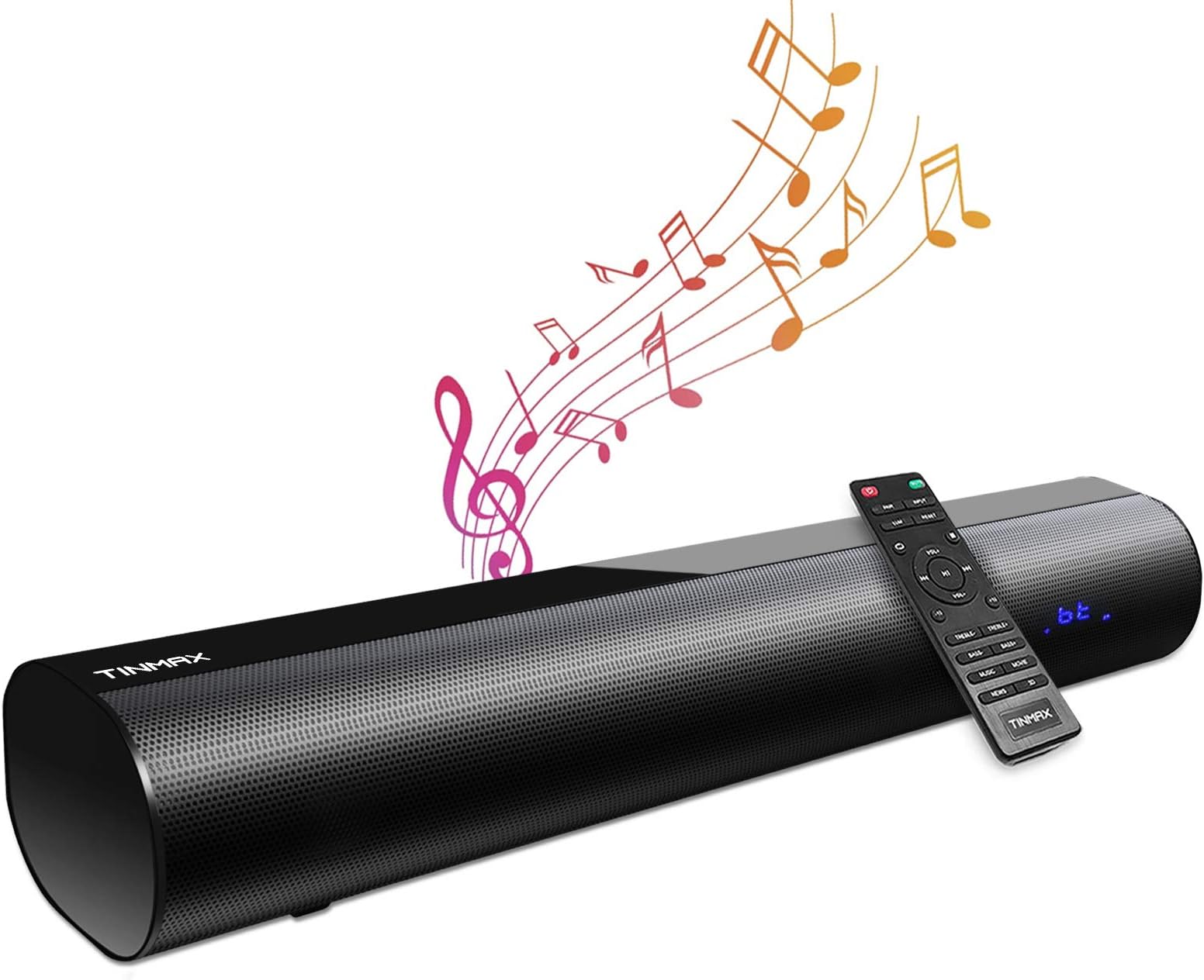 Eswad60W Sound Bars for TV, 19-Inch Small Sound Bar, Mini Soundbar, 4 EQ, Wireless Bluetooth 5.0 TV Speaker, Built-in DSP, Optical/Aux/USB, Remote Control, Wall Mountable (Black)