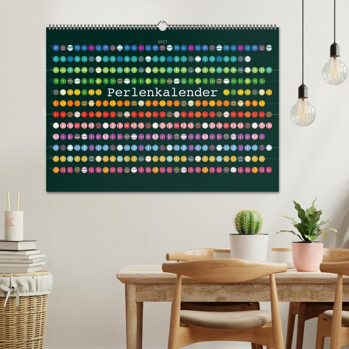 CALVENDO - Perlenkalender (Wandkalender 2027 DIN A2 quer), Monatskalender: Für jeden einzelnen Tag eine bezaubernde Schmuckperle