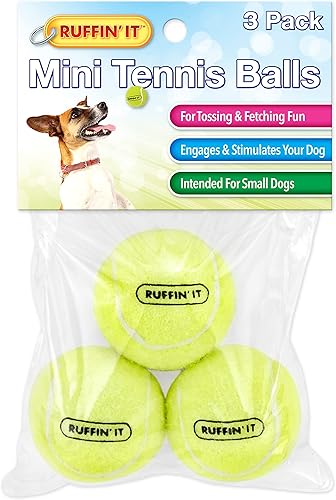 Ruffin' It Pelotas de tenis pequeñas, juguete para perros de tamaño pequeño para parque, hogar o playa, paquete de 3