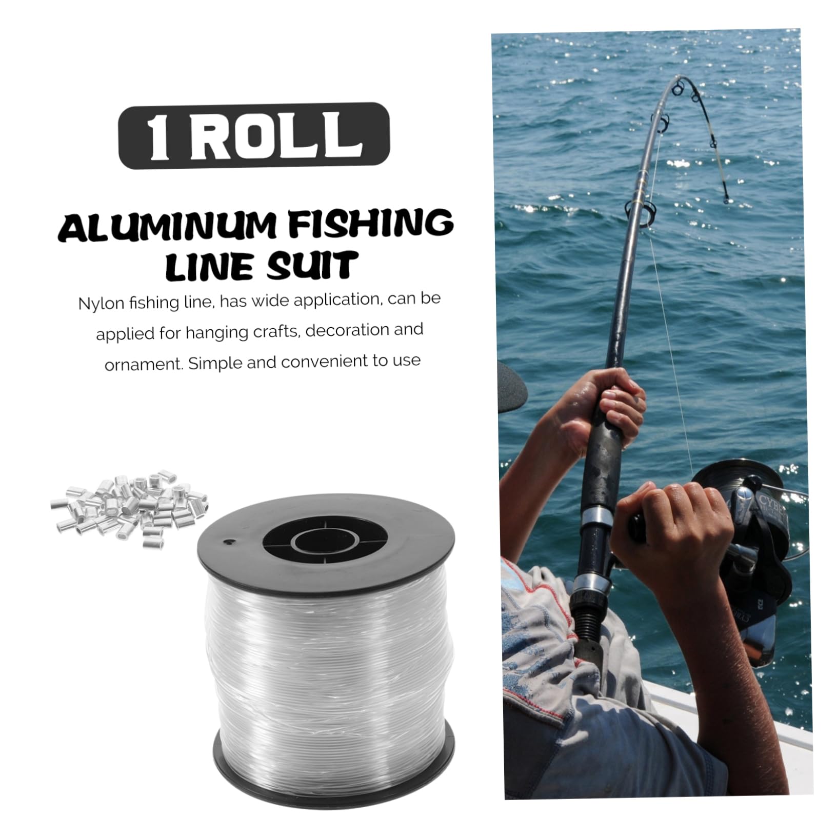 Kisangel Nylon Fishing Wire 200m 60pcs Aluminum Crimping Sleeves for DIY Jewelry Crafting