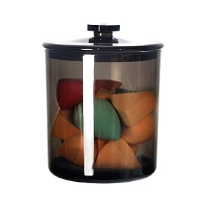 Youngever Black Plastic Apothecary Jars Qtip Holder Cotton Swab Holder Bathroom Vanity Organizer for Cotton Balls Cotton Pads