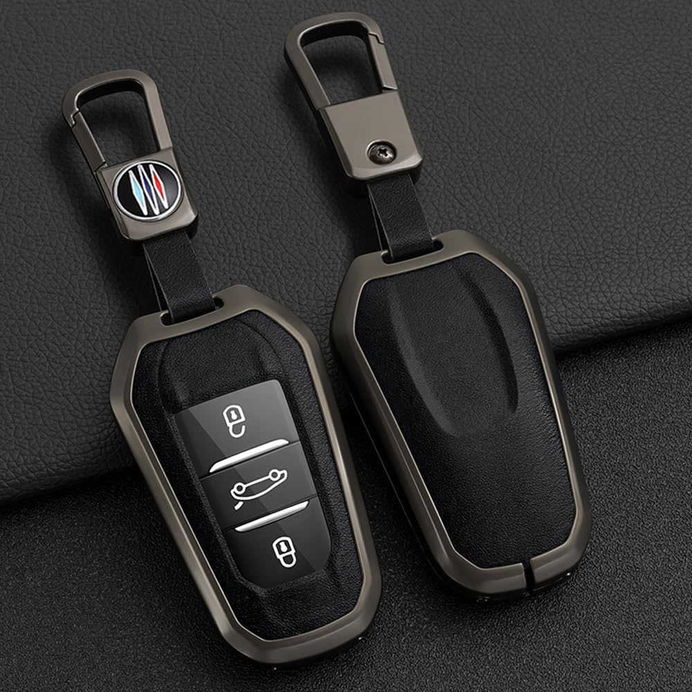 KUNIO Keyless Key Case, Zinc & Leather, B Black, Fits Peugeot 3008 5008 2008 308 508 208, Opel Grandland X Astra L - Image 2